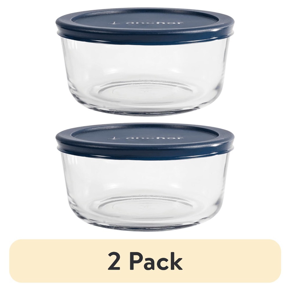 Meal Prep Glass - 2팩 원형 유리 식품 보관 용기,