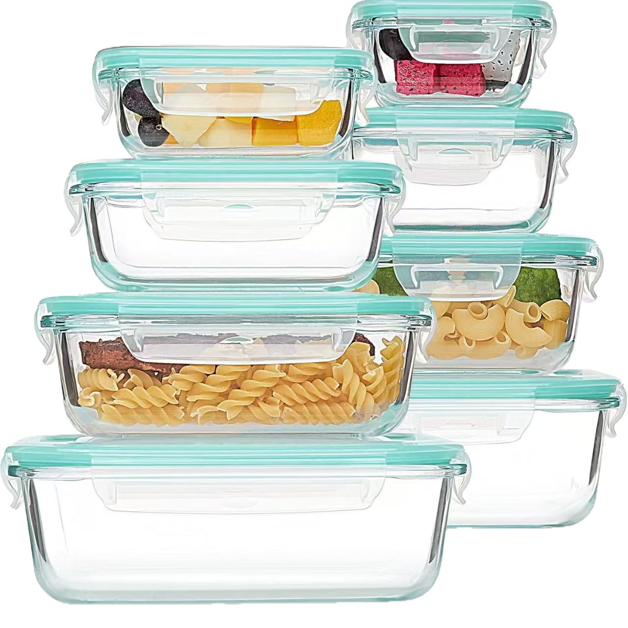 8피스 유리 도시락 및 보관 세트, 뚜껑이 있는 붕규산 - Meal Prep Glass 리뷰 및 가격