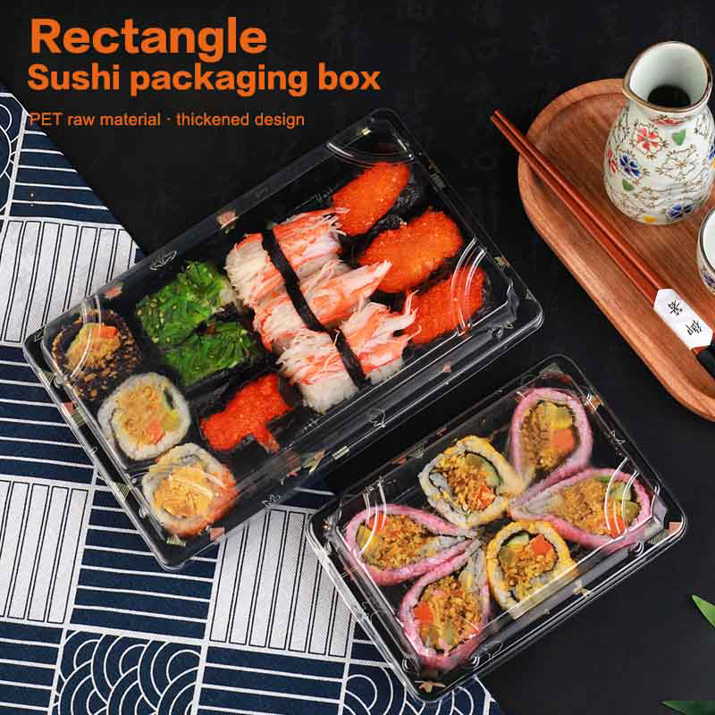 10Pcs 뚜껑이 있는 두꺼운 스시 상자 PET 일회용 - Meal Prep Restaurant 리뷰 및 가격