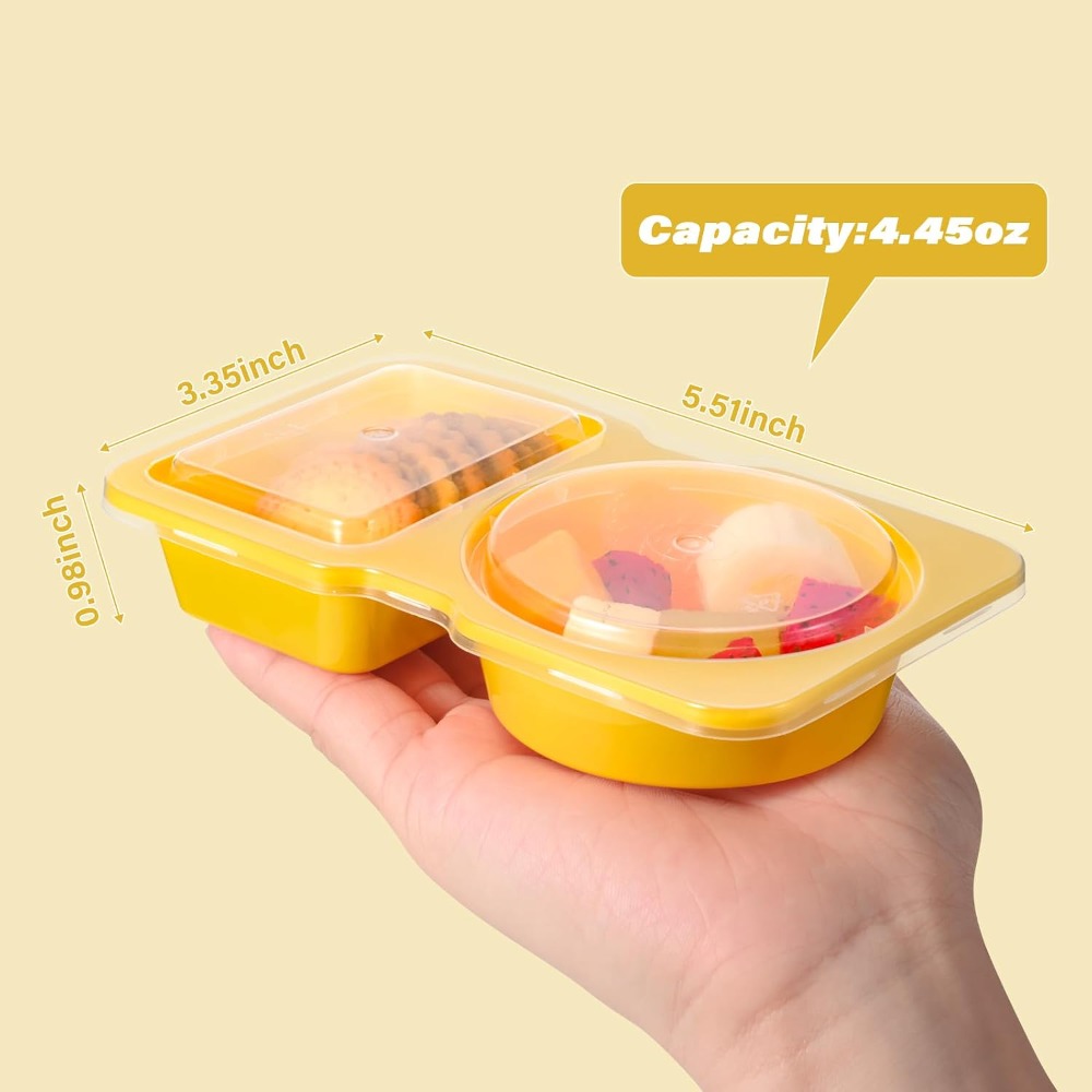 2칸짜리 일회용 플라스틱 간식 용기(뚜껑 포함), 10 - Meal Prep Yellow 리뷰 및 가격