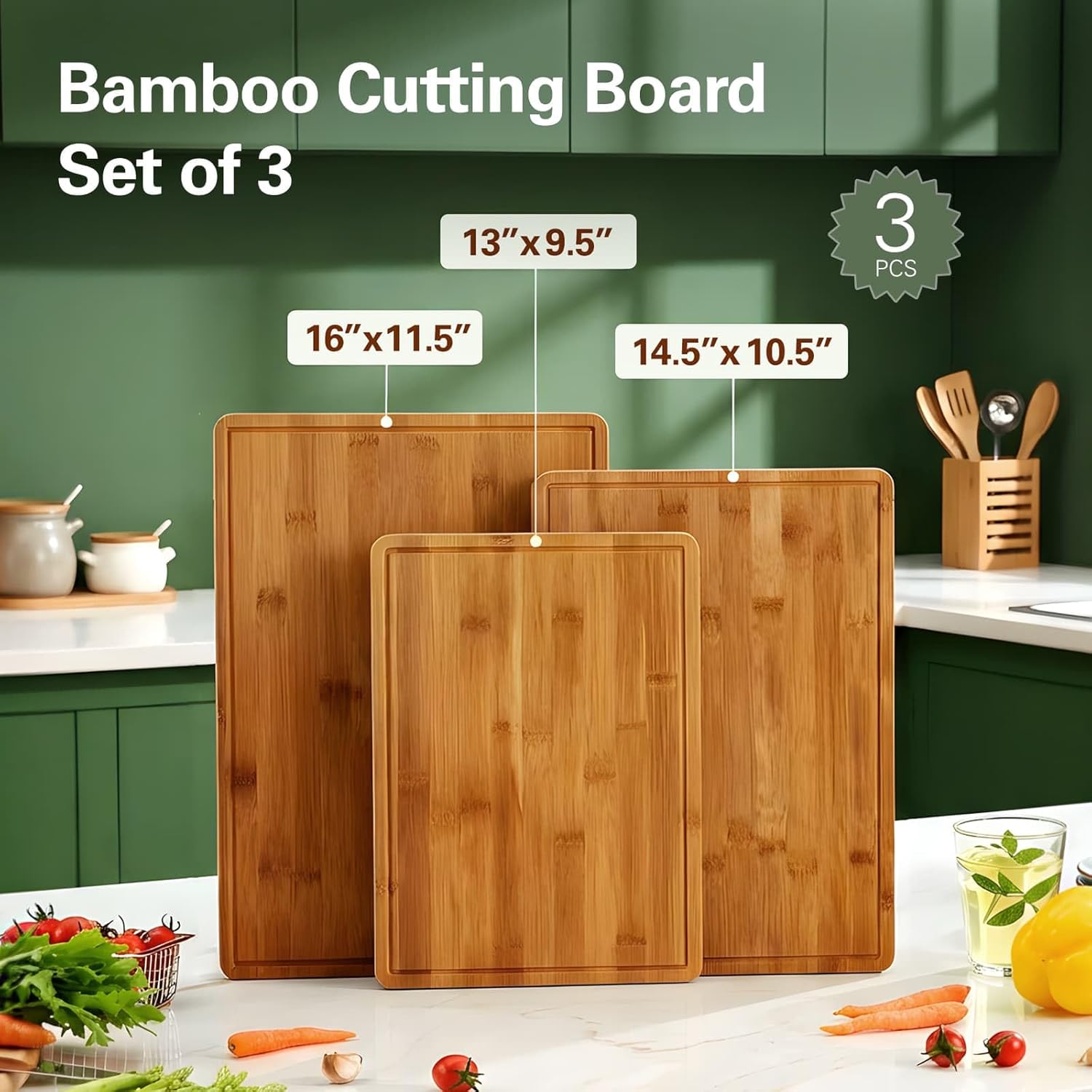 주스 홈과 손잡이가 있는 대나무 도마 세트, 3종 나무 - Meal Prep For Cutting 리뷰 및 가격