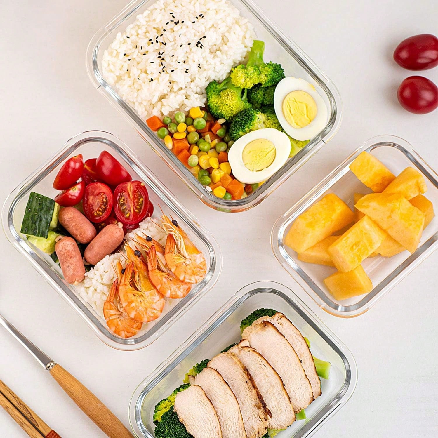 10개 세트 유리 식품 보관 용기, 모던한 투명 디자인 - Meal Prep Glass 리뷰 및 가격